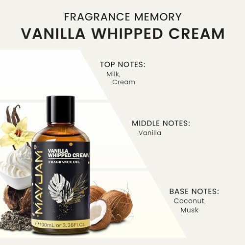 MAYJAM Vanilla Whipped Cream Fragrance Oil for Diffusers, 100ML/3.38FL.OZ