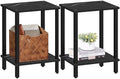 TUTOTAK End Table, Set of 2, Side Table, Nightstand, 2-Tier Storage Shelf