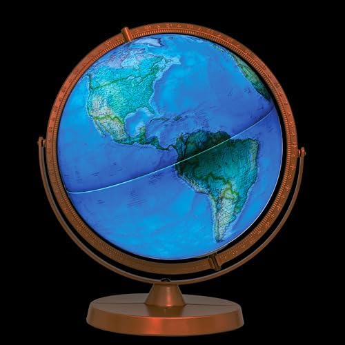 Pioneer Illuminated 12" Diameter Globe, USA Cartography with Sturdy Metal Base. Get a closer look at the world, thanks to the gyro-matic mounting that swings up or down to bring any area into closer view. Vivid colors help to easily distinguish politic...