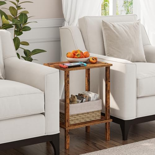 TUTOTAK End Table, Side Table, Nightstand, 2-Tier Storage Shelf