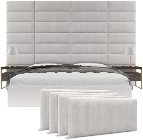 Vänt Wall Mounted Headboard Panels, Queen/Full, Ribbed Stone