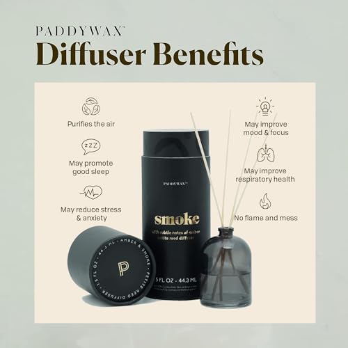 Paddywax Petite Reed Diffuser Set, Smoke, Black, 1.5 oz