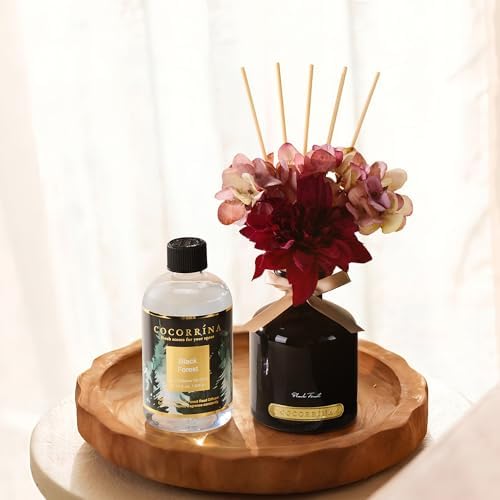 Cocorrína Reed Diffuser Refill Black Forest 10.15oz (300ml) with 8 Sticks - Premium Long-Lasting Floral Essential Oil, Home Fragrance for Bedroom, Bathroom Home Decor