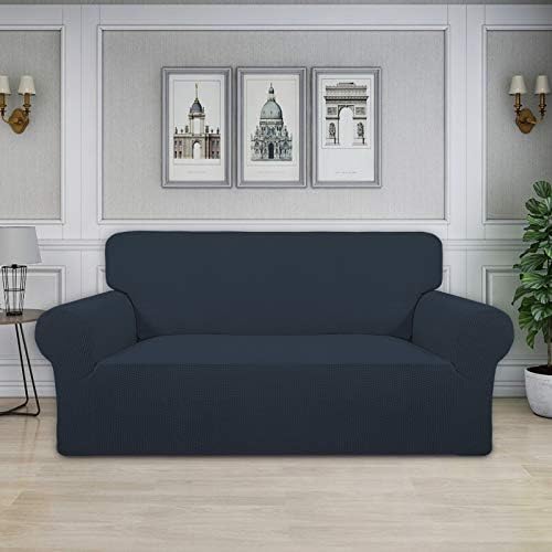 Easy-Going Stretch Oversized Loveseat Couch Covers Washable Dark Blue