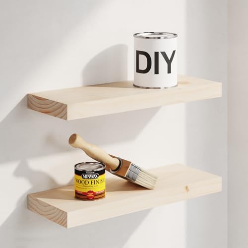Homeforia 16 Inch DIY Floating Shelves, High-End Solid Pine Wood, Set of 3