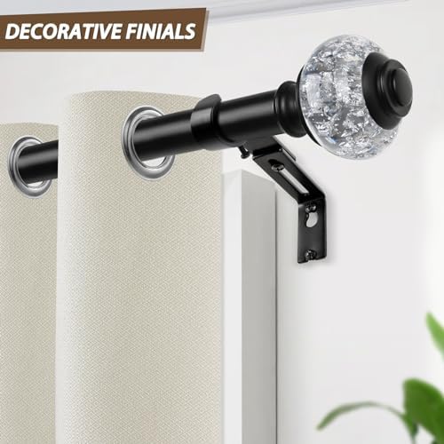 USFOOK Replacement Finials for Curtain Rods (1 or 7/8 Inch), Black