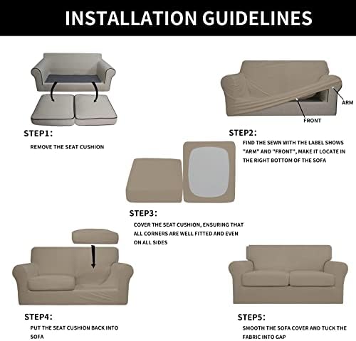 Easy-Going 3 Pieces Stretch Loveseat Couch Cover for 2 Cushion Washable