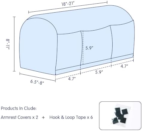 SUBRTEX Stretch Couch Arm Covers Set of 2, Non-Slip Sofa Armrest Slipcovers