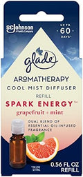 Glade Essential Oil Diffuser Refill, Use with Cool Mist Aromatherapy Diffuser, Air Freshener for Home, Spark Energy Scent with Notes of Grapefruit & Peppermint, 0.56 Fl Oz