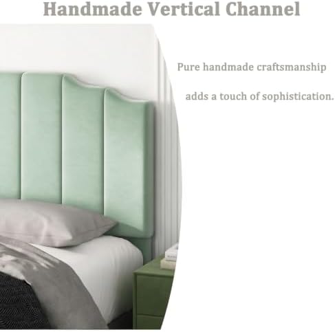 Befurtori King Size Headboard Only, Linen Wall Mount Headboard Sage Green