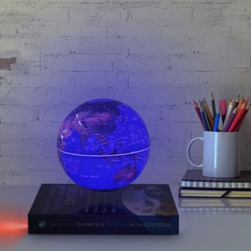 LED Light Magnetic Levitating Globe,360° Rotating Floating Globe with Book Shaped Basefor Kids, Teacher, Geographic World Map for Home Office Decor, Cool Tech Gift