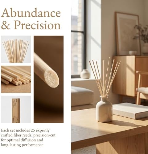 VFULIE 25PCS Reed Diffuser Sticks, Refill Replacement for Aroma Fragranc (25, Natural)