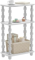 Narrow Side Table, Farmhouse Side Tables, 3-Tier Small End Table for Living Room, Couch Side Table for Skinny Spaces, Bedside Table Nightstand for Bedroom(White)