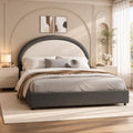 REVOMINCA Queen Upholstered Bed Frame, Boucle Queen Bed Frame with Headboard, Grey Bed Frame, Soft Rounded Corners, No Box Spring Required, Easy Assembly