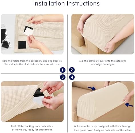 SUBRTEX Stretch Couch Arm Covers Set of 2, Non-Slip Sofa Armrest Slipcovers
