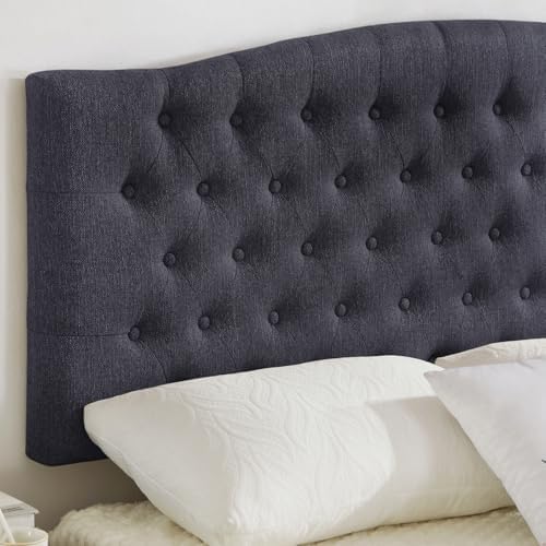 24KF Upholstered Tufted Button Wall Mounted Linen Headboard,Comfortable Fashional Headboard Queen/Full Size,6055-Q-Dark Gray