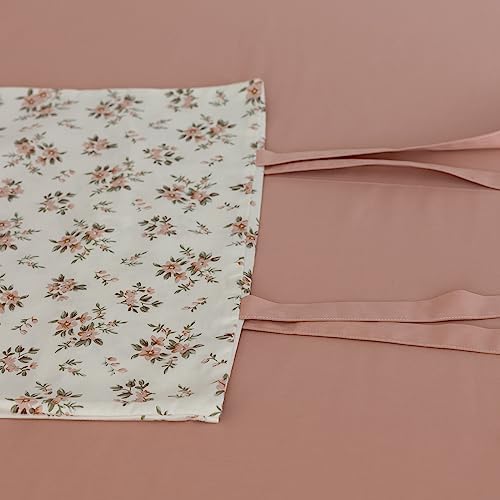 LifeTB Blush Pink Floral Comforter Set Twin XL Vintage Garden Flower Bedding Comforter Girls Botanical Comforter with 2 Bow Ties Pillowcases Fluffy Cottagecore Comforter Set for All Seasons