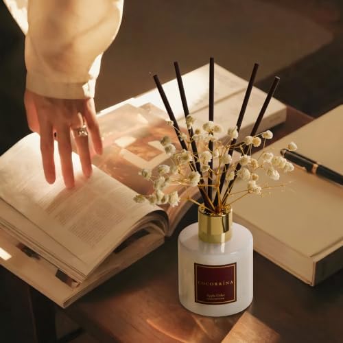 COCORRÍNA Reed Diffuser - Apple Cider 3.38 fl oz Reed Diffuser for Bedroom Bathroom Home Décor
