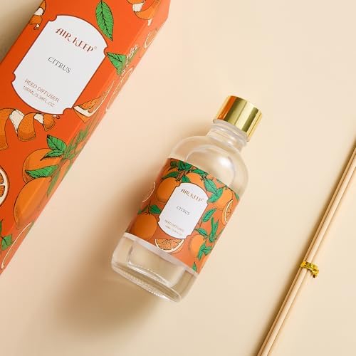 Airkeep Reed Diffuser Oil Set with Reed Sticks,Citrus Aromatherapy Oil Scent Diffuser for Home Office Bathroom Decoration Perfume and Gifts 3.38oz/100ml