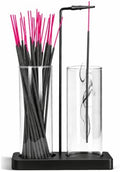 2 in 1 Incense Holder for Sticks Incense Burner Holder with Storage,Glass Upside Down Incense Holder for Sticks with Glass Ash Catcher for Meditation Yoga Spa Room Home Decor[2 Long Black]