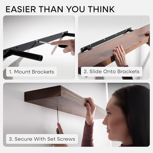 Homeforia 36 Inch Floating Shelves, High-End Solid Pine Wood, Set of 4