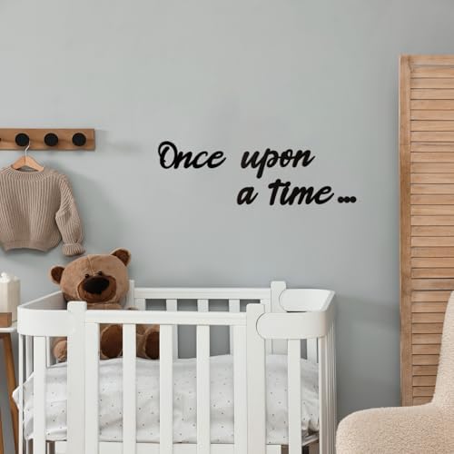 Once Upon a Time Wood Sign, Black Kids Reading Corner Nursery Wall Decor