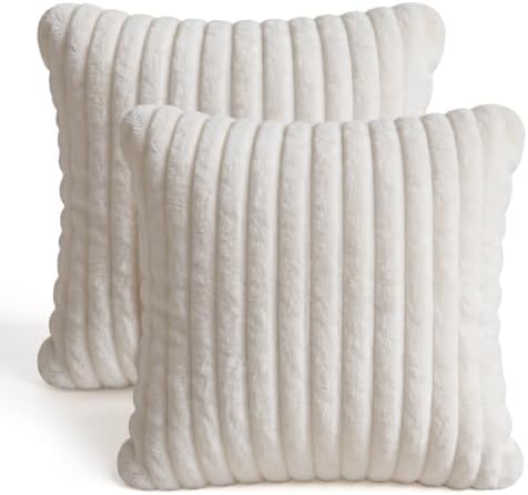 2 Pack 18"x18" Corduroy Decorative Throw Pillow with Inserts
