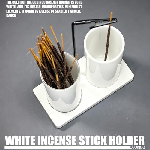 2 in 1 Incense Holder for Sticks,Glass Incense Burner Holder with Storage,Upside Down Incense Holder for Sticks with Glass Ash Catcher for Meditation Yoga Spa Room Home Decor[2 Long Full White]