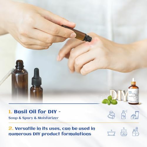 HIQILI Basil Essential Oil for Aromatherapy Diffuser, Hair Care