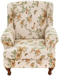 HAOYONG Wing Chair Slipcovers Stretch Wingback Chair Covers Printed 2 Pieces Wingback Armchair Slipcover Elastic Chair Slip Covers Washable Armchair Protector Cover for Living Room and Bedroom