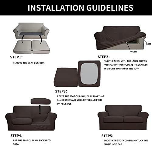Easy-Going 3 Pieces Stretch Loveseat Couch Cover for 2 Cushion Washable