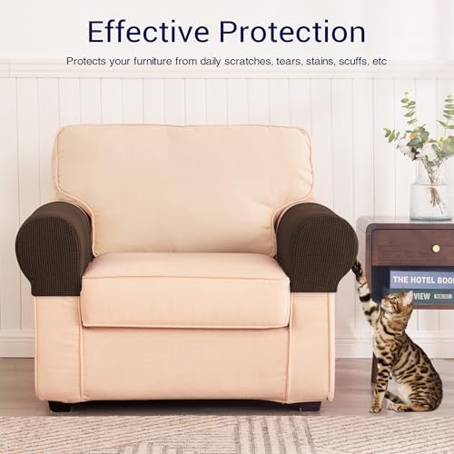 SUBRTEX Stretch Couch Arm Covers Set of 2, Non-Slip Sofa Armrest Slipcovers