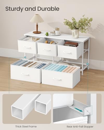 SONGMICS Dresser for Bedroom, Wide Dresser with 5 Fabric Drawers