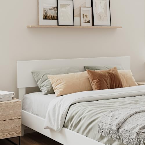 AFI, Orlando Queen Adjustable Modern Solid Wood Panel Headboard, White