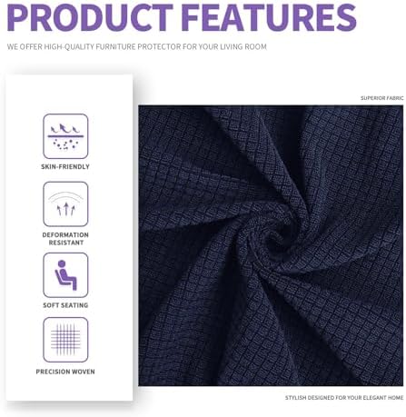 ZNSAYOTX Couch Covers for 3 Cushion Couch High Stretchy Spandex Pet Friendly Sofa Slipcover 1 Piece Non Slip Couch Covers Large Furniture Protector (Navy Blue, Sofa)