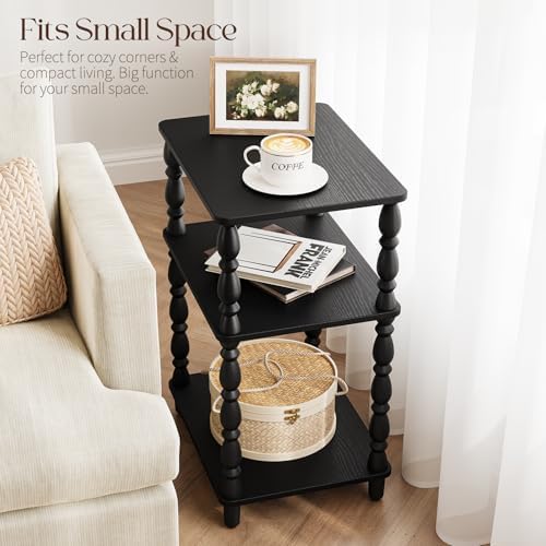 Yoobure Small Side Table - Black End Tables Living Room with Spindle Legs