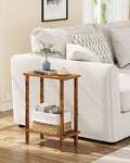 TUTOTAK Narrow Side Table, 2-Tier Small End Table for Couch