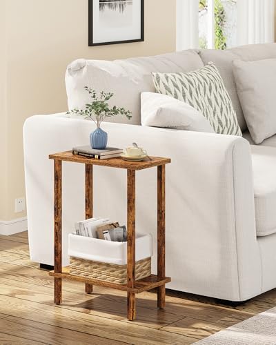 TUTOTAK Narrow Side Table, 2-Tier Small End Table for Couch