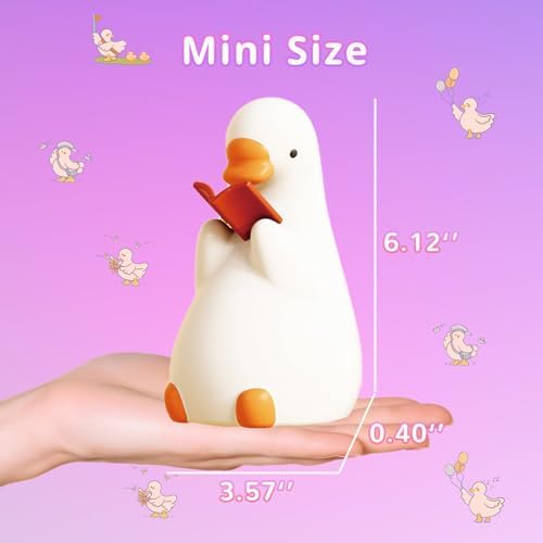 AVEKI Goose Reading Light, Soft Squishy Silicone Duck Night Light for Kids Baby Toddler, Rechargeable LED Touch Lamp for Nursery Kids Room Bedroom Decor, Cute & Funny Gifts for Boys and Girls