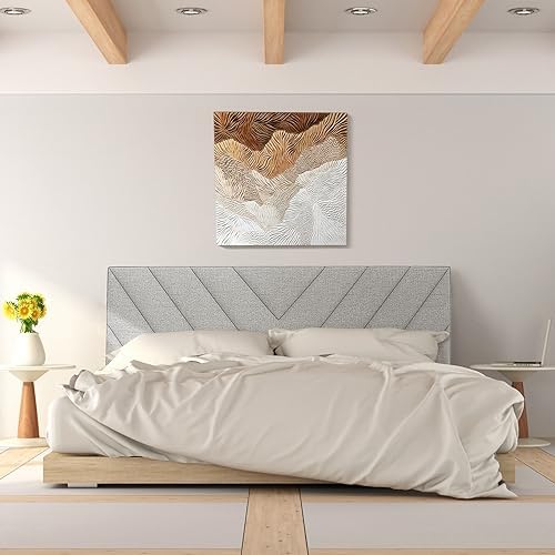 GIANTEX Linen Upholstered Headboard for Full & Queen Size Bed Frame, Adjustable Width Button Tufted Headboard Only with Solid Rubber Wood Legs, Modern Headboard,Grey