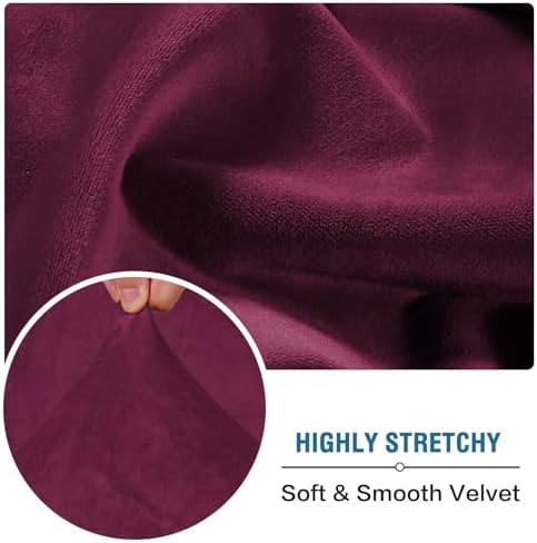 H.VERSAILTEX Velvet Stretch Couch Cushion Cover Plush Cushion Slipcover for Chair Cushion Furniture Protector Seat Cushion Sofa Cover (1 Piece Armchair Cushion Covers, Burgundy)