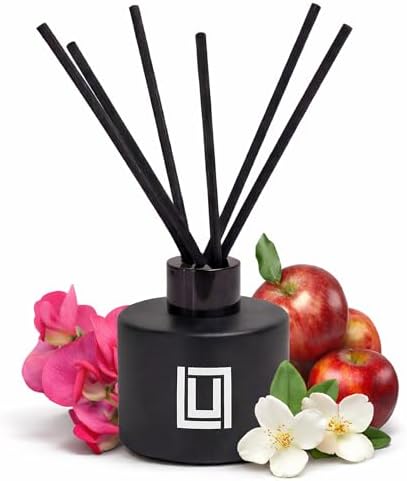 Lulu Candles | Reed Diffuser Set | Sweet Pea, Jasmine & Apple | 6 Reed Sticks | Scent Diffuser for Bedroom Bathroom Living Room & Office (4.2 FL Oz.)