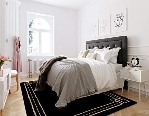 Elle Decor Amery Diamond Stitched Tufted Headboard, Soft Fabric Upholstered with Padded Button-Tufting, Adjustable Height, Queen Size, Charcoal Grey