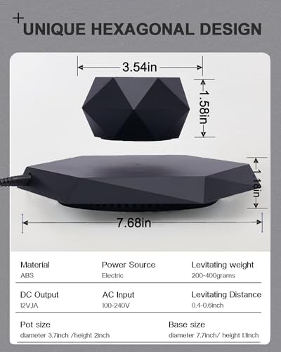 Levitating Plant Pot, Floating Plant Pot for Air Bonsai Planter, Magnetic Levitating Flower Pot Planter for Office Home Decoration, Ideal Home Gifts for Halloween Thanksgiving Christmas (Black)