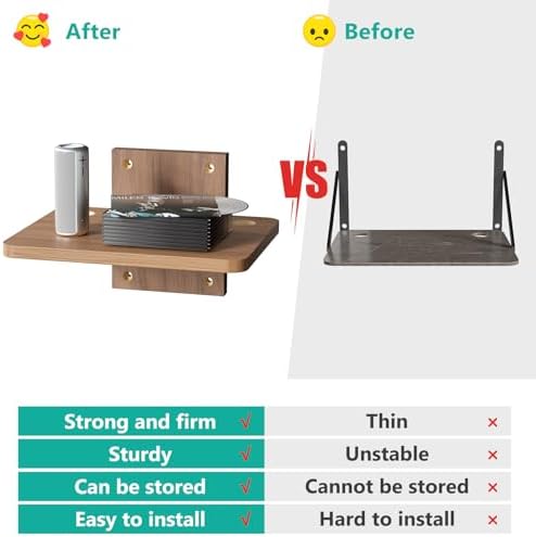 WALI 1 Tier Floating TV Wall Shelf for Projector, DVD Player