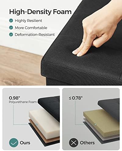SONGMICS 43.3 Inches Folding Storage Ottoman Bench, Load 660 lb