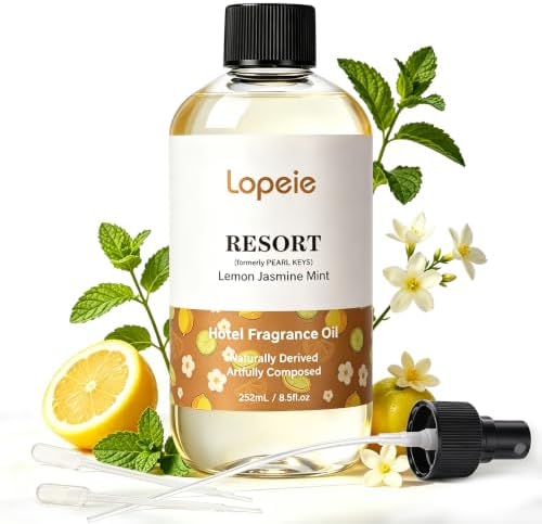 Lopeie Resort Fragrance Oil–Essential Oil for Diffuser, Air Freshener & Room Spray – Long-Lasting with Notes of Lemon,Jasmine，for Ultrasonic & Waterless Diffusers, 8.5 fl.oz
