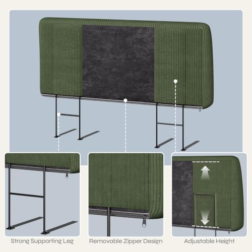 Pinmoco 4.7" Upholstered Headboard for Full Size Bed, Height Adjustable and Ergonomic Headboard, Easy Assemble, Sturdy and Durable,Olive Green