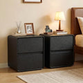 15.8" W Leather Narrow Nightstand Set of 2, Modern Fully-Assembled Bedside Table with 2 Drawers, Night Stand Small End Table & Side Table for Bedroom, Black