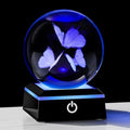 Butterfly Gifts for Women 3D Crystal Ball 3.14'' - 80mm Laser Decor Glass Animals Figurines Statue for Room Decorations Night Light